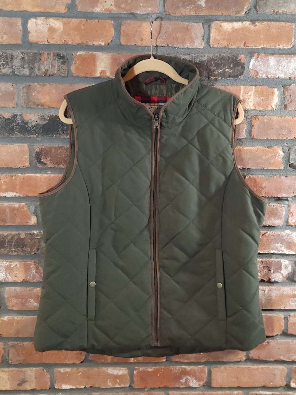 Vintage G.H. Bass & Co. Quilted Green Full Zip Insulated Vest Preppy Women's XL